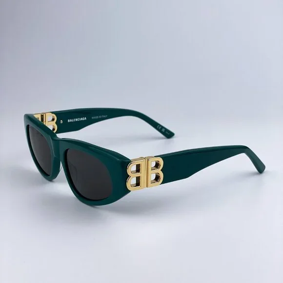 Balenciaga BB0095S 005 BRAND NEW Sunglasses Green Gold Logo  display picture 1